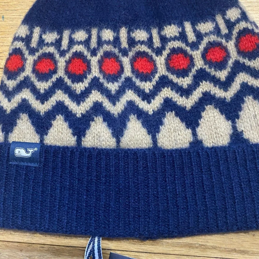 NWT Vineyard Vines Little Kids' Fair Isle Merino Wool Beanie Hat /Nautical Navy